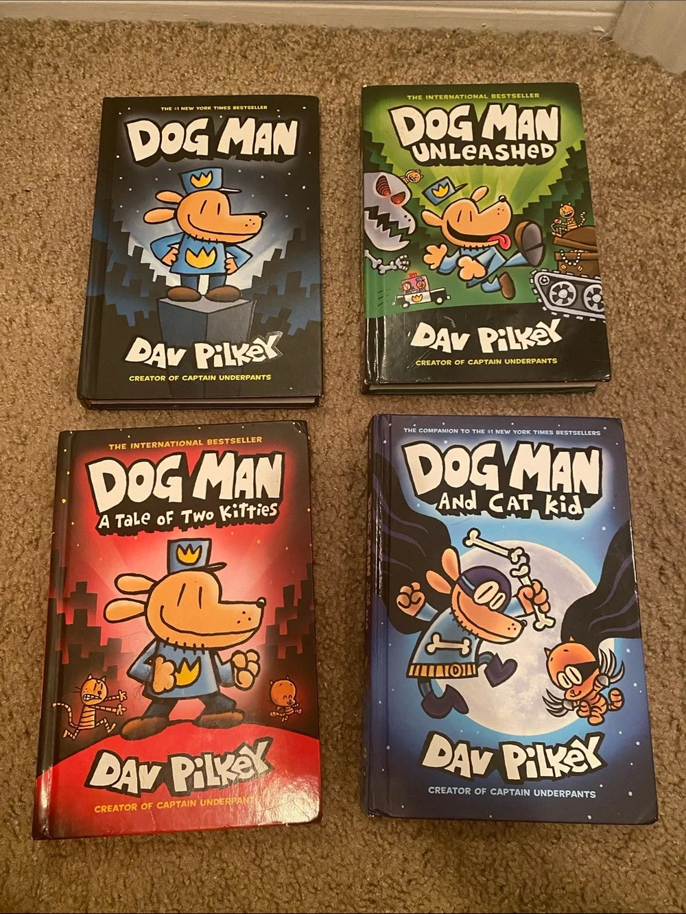 Bundle Dog Man Book Set books 1-4 by - Dav Pilkey Multi-Color Covers